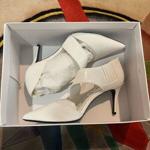 Calvin Klein White Gella Pointed Toe Pump Snake Print Leather